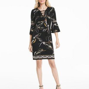 WHBM Floral Print Shift Dress with 3/4 Bell Sleeve - Size XXS